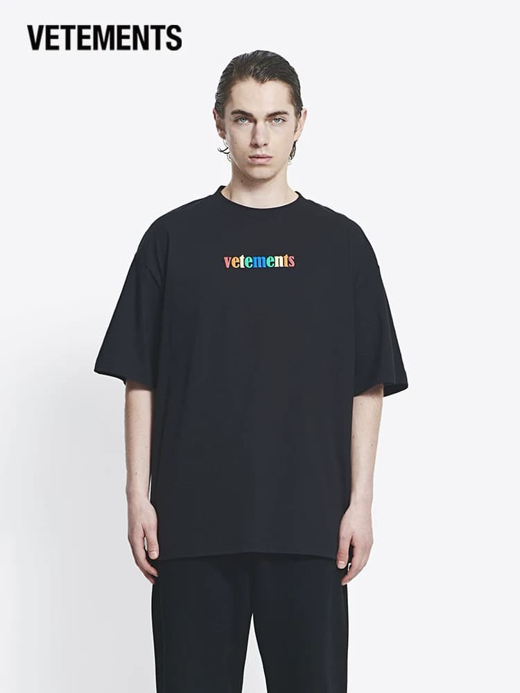 Розовая футболка VETEMENTS jump с короткими рукавами, размер M, из чистого хлопка, свободного кроя