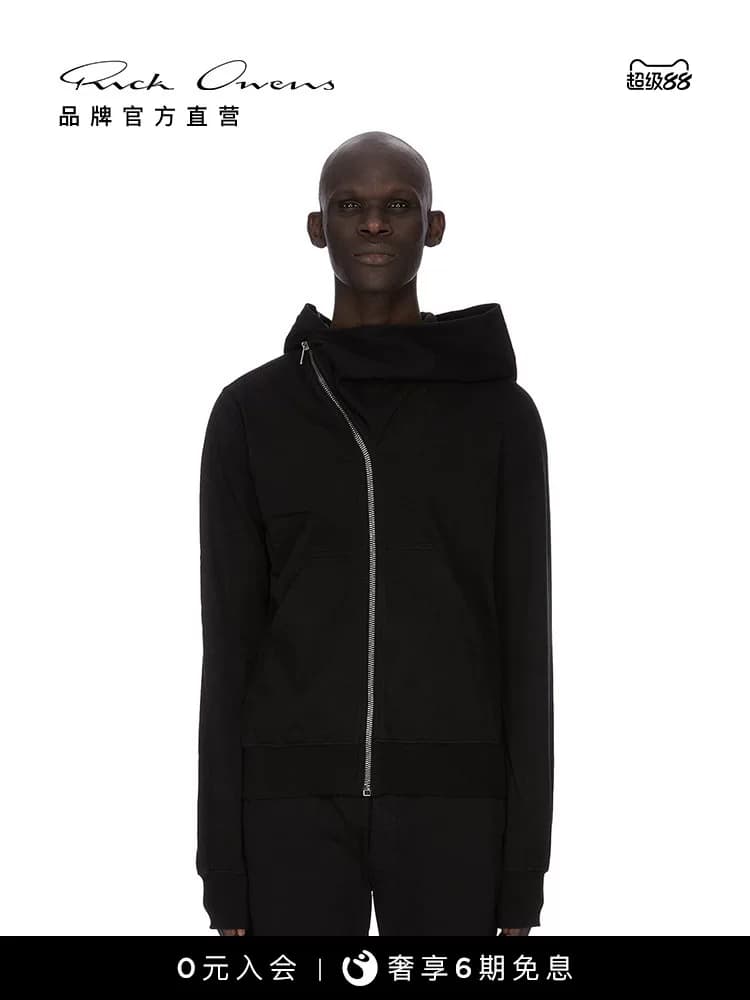 Мужская черная толстовка из плотной трикотажной ткани RICK OWENS DRKSHDW