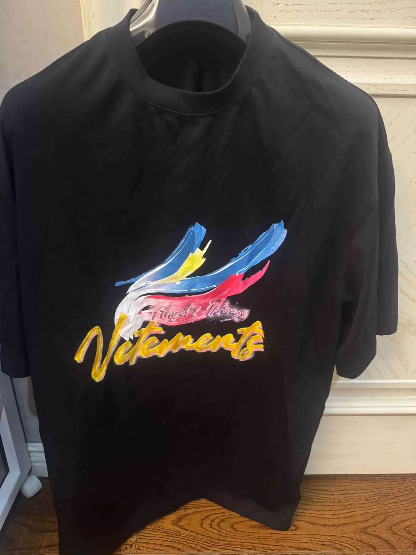 Футболка с короткими рукавами Vetements Weitemeng, black label, относится ко второму ряду.Количество ярдов: L