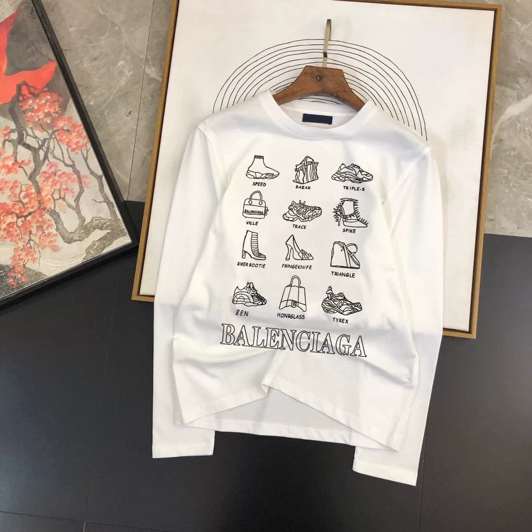 Футболка #Balenciaga с длинными рукавами для мужчин и женщин в одном стиле, черно-белая, не многим нравится