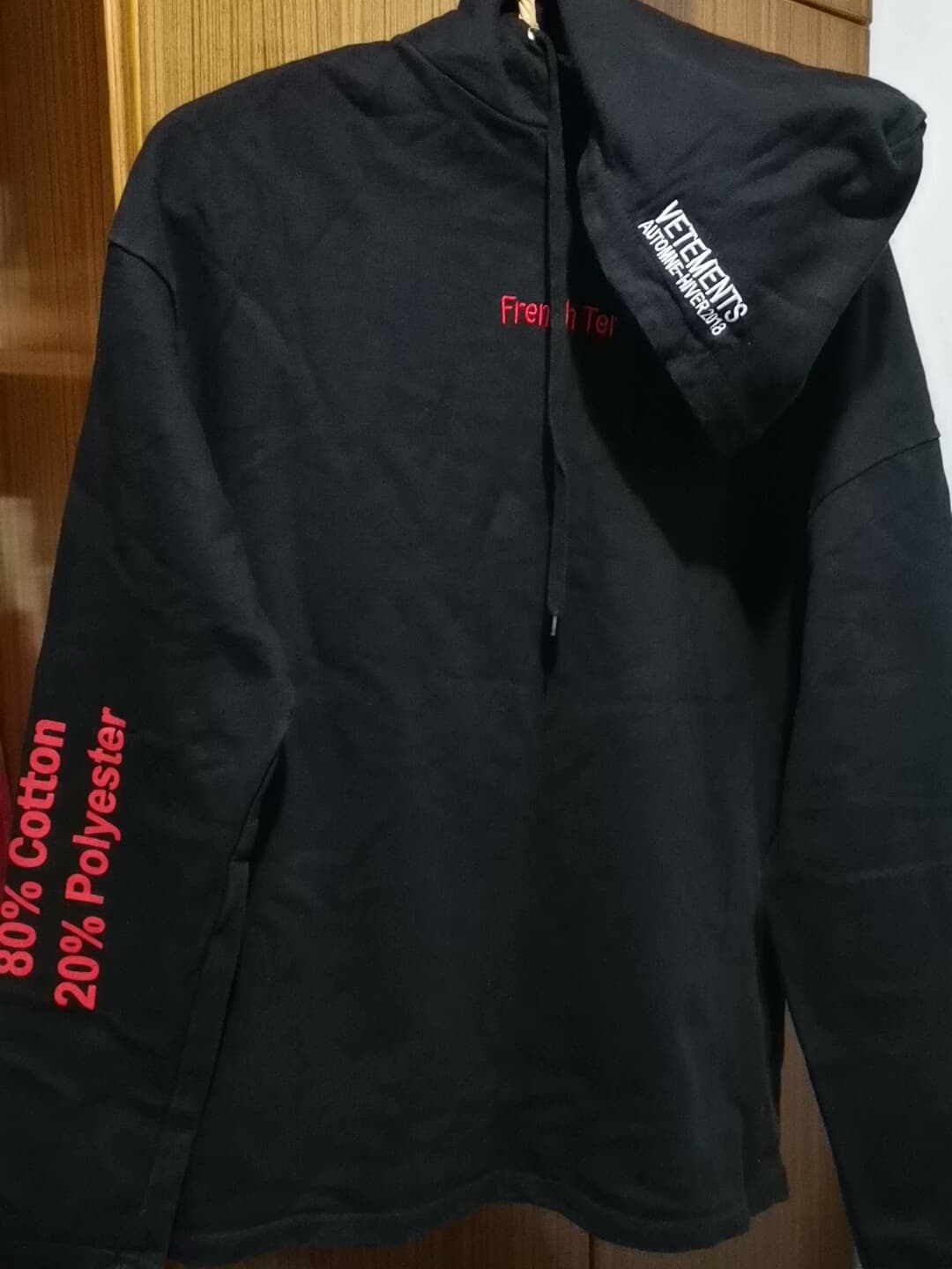 Свитер с капюшоном из натуральной кожи VETEMENTS (корейская версия) XXL размера, ширина плеч 66