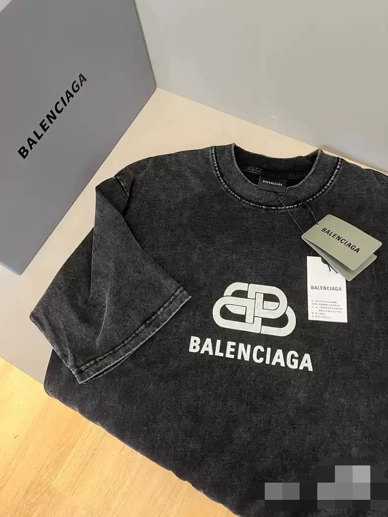 Распродажа со склада: футболка Balenciaga с эффектом потертости черного цвета, ретро-версия, размер M-4XL