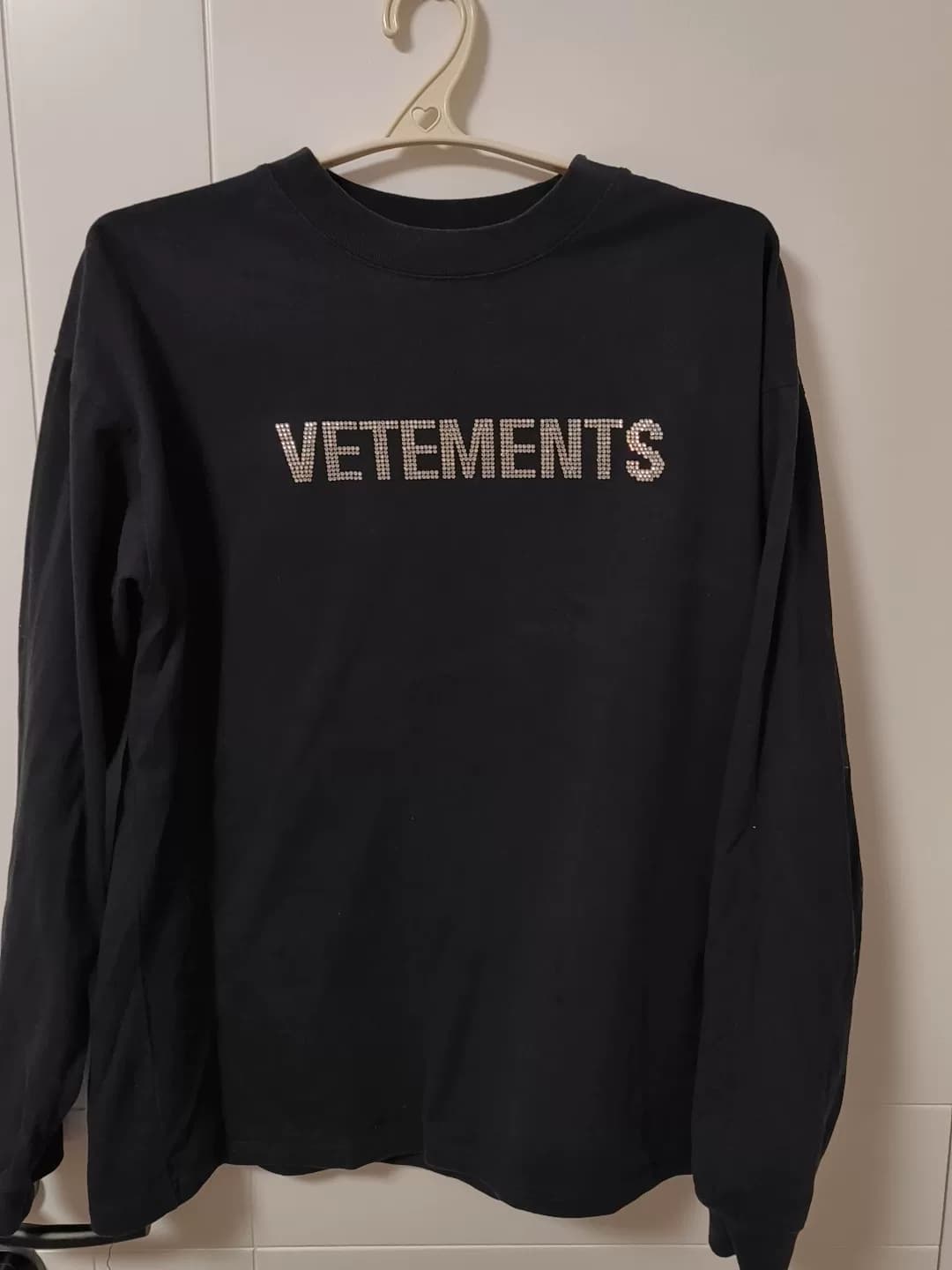Ранневесенний свитер с длинными рукавами VETEMENTS flash diamond, большой вес в граммах, суперблестящий горный хрусталь, почти