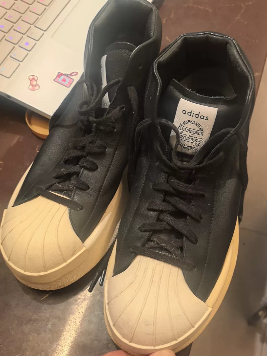 Редкая модель adidas x Rick Owens высокие кроссовки из овчины