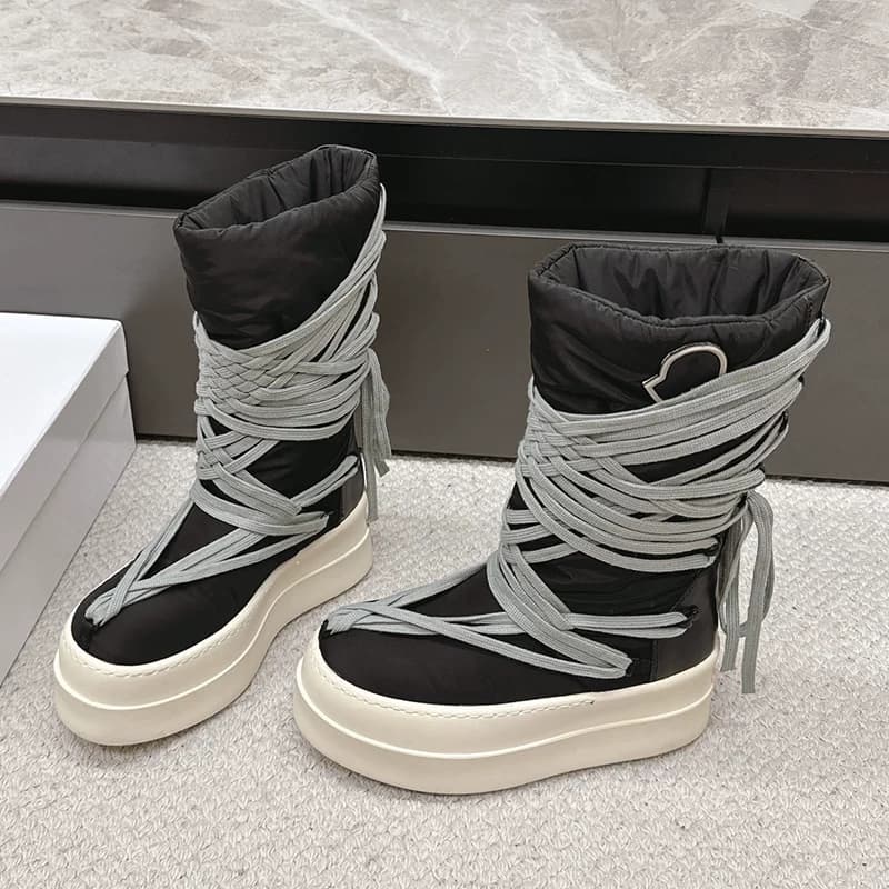 Зимние ботинки от кобренда Rick Owens, черные, с высоким берцем, размер 39, женский размер