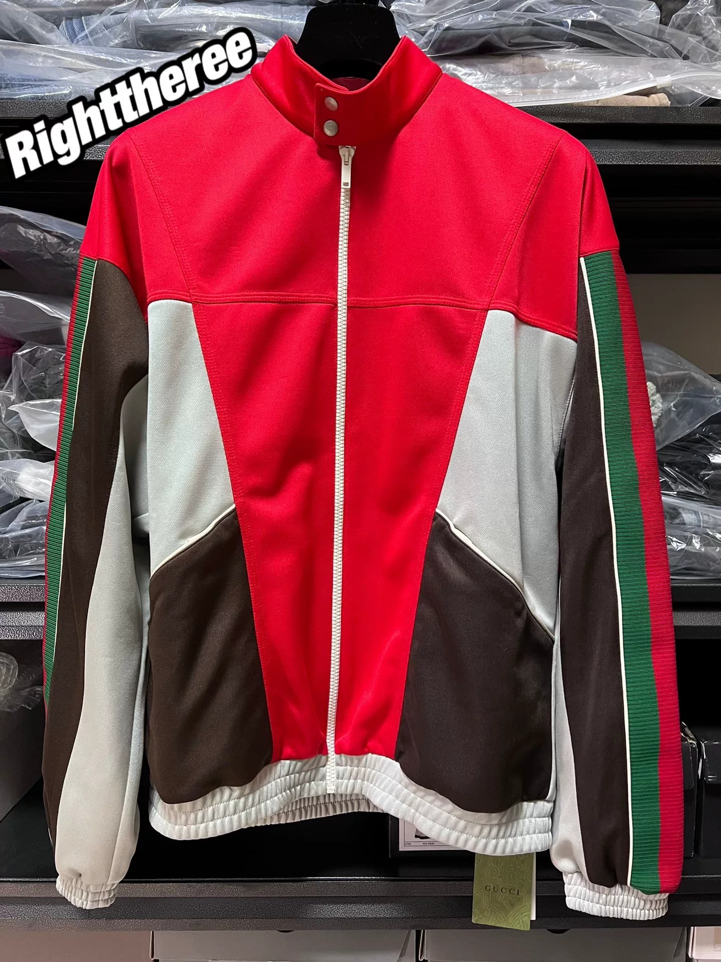Gucci Gucci SS23 контрастного цвета вязаный жакет с отстрочкой жакет мужской красный