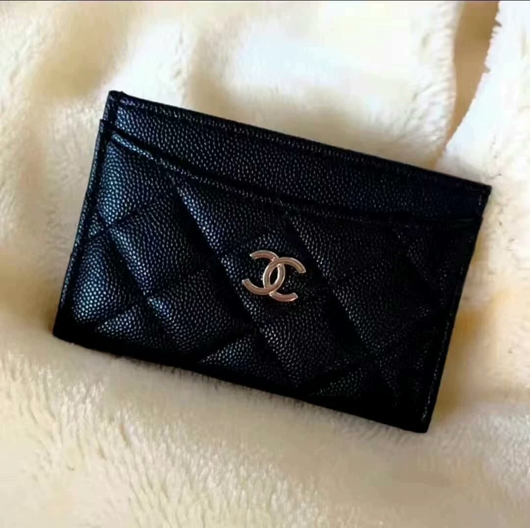 Chanel Counter Beauty Gifts Caviar Card Holder Бриллиантовый держатель для карт Сумка для монет Клатч Маленький кошелек для монет ID