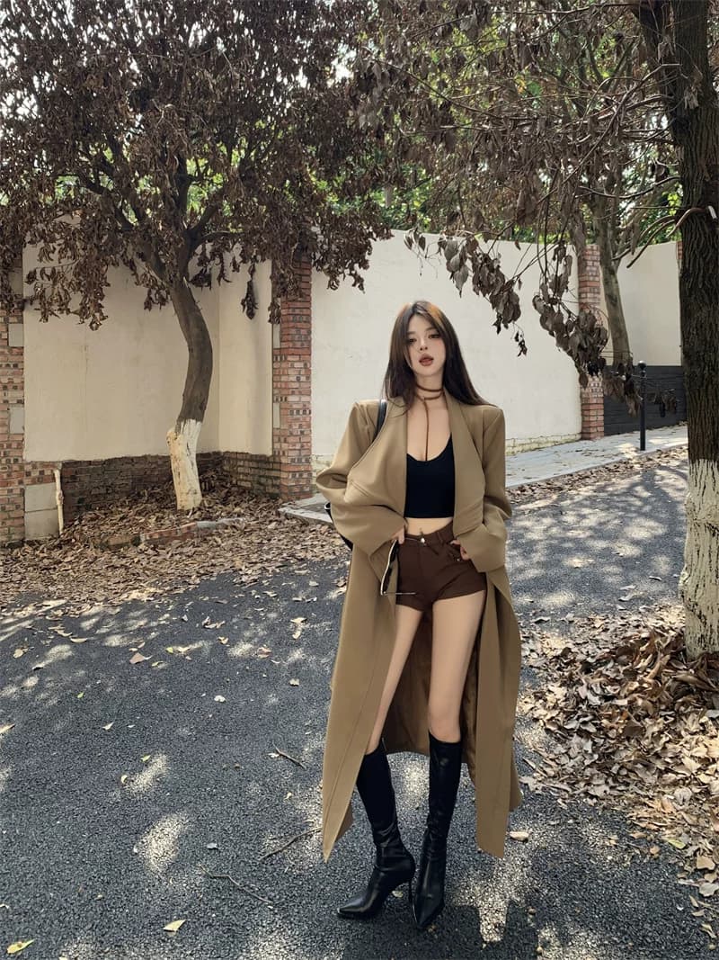 Ветровка ZARA в стиле ретро цвета хаки с большими лацканами, абсолютно новая, длиной выше колена, свободного кроя в британском стиле