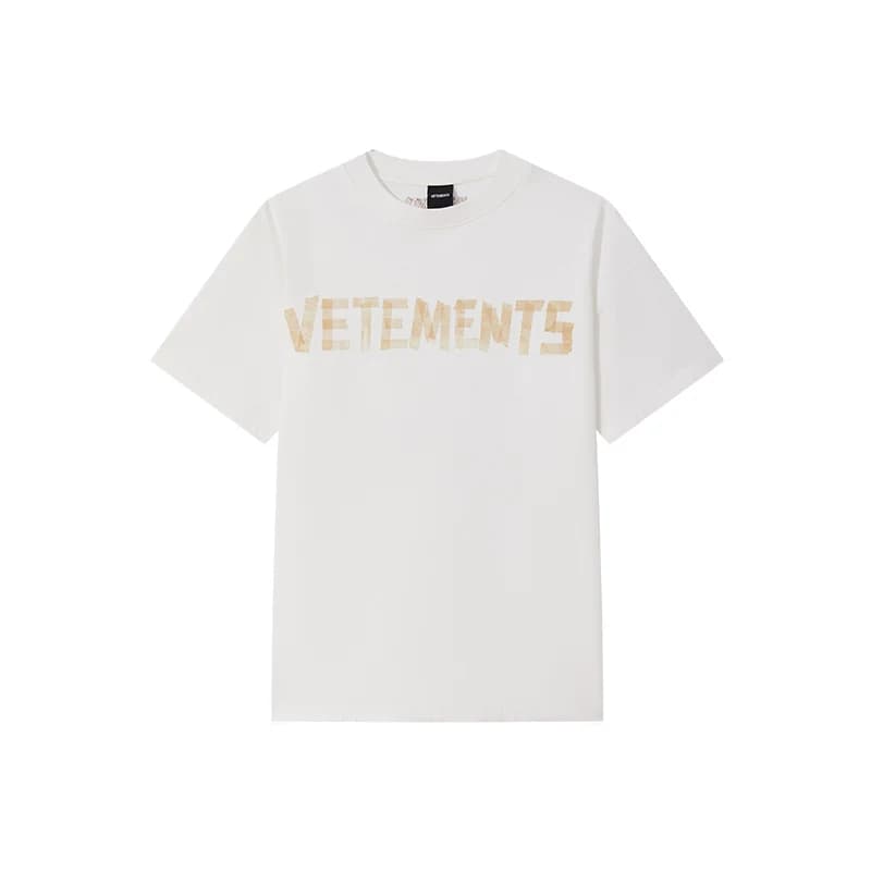 Мужская футболка VETEMENTS из натуральной кожи белого цвета