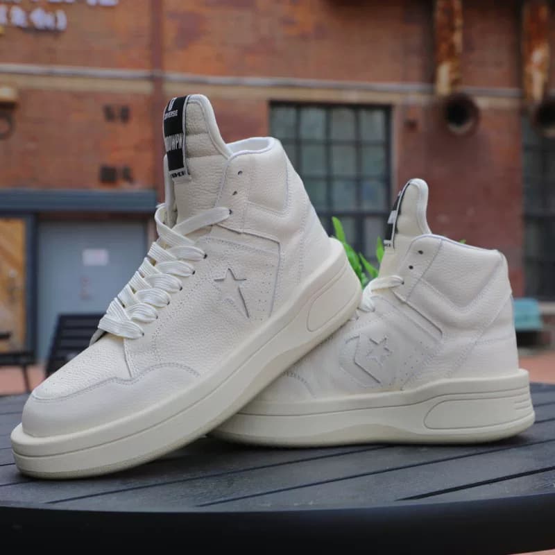 Кобрендовые туфли на высоком каблуке Rick Owens x Converse цвета слоновой кости белого цвета