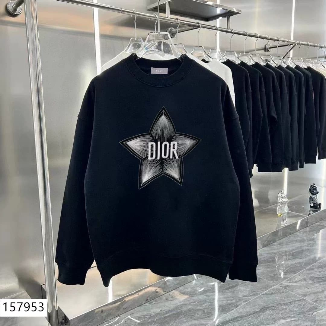 Новинка осени и зимы 2024 года, свитер Dior для мужчин и женщин одинакового цвета, черный и белый, размер
