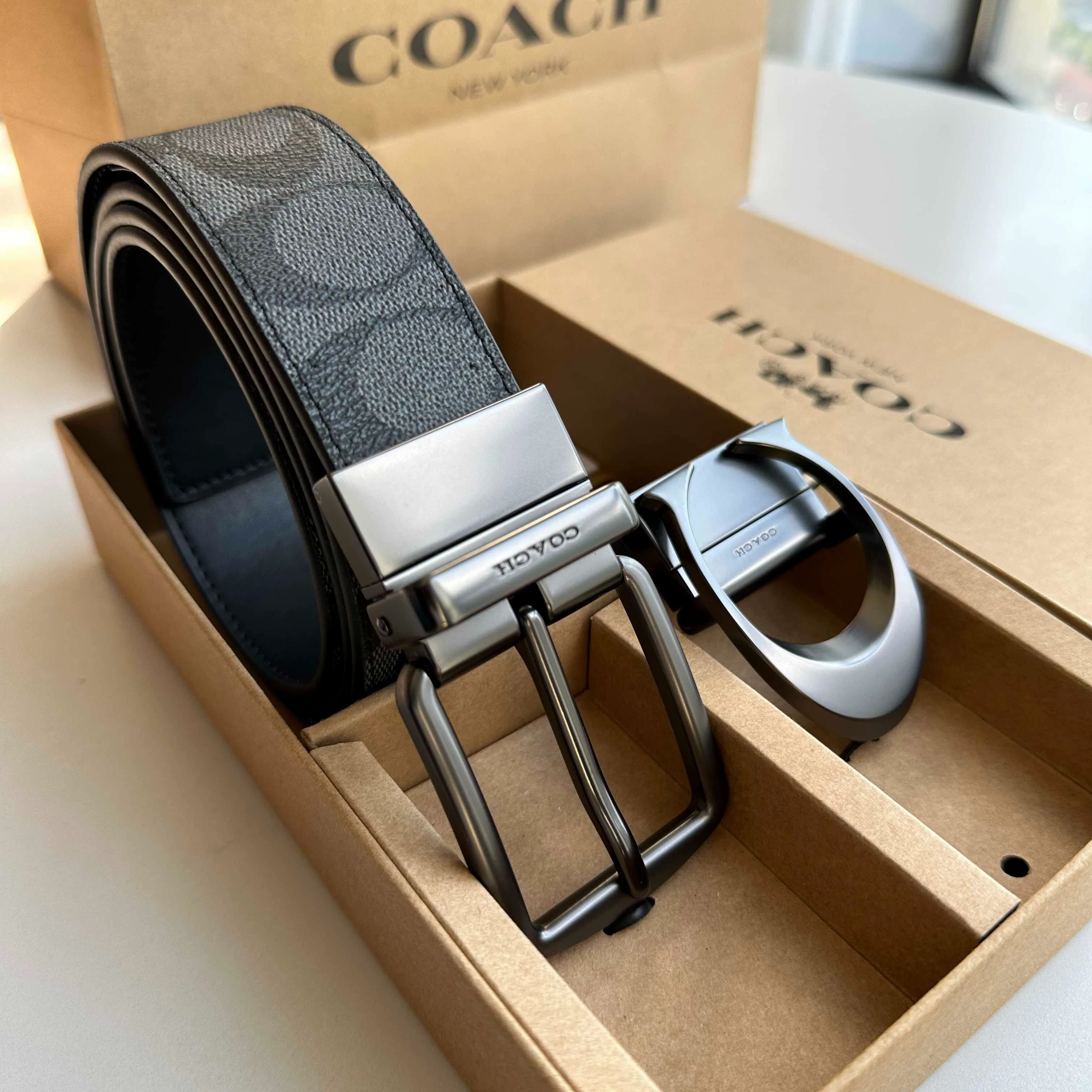 Совершенно новый нераспечатанный ремень Coach, мужской кожаный ремень COACH с тиснением и принтом
