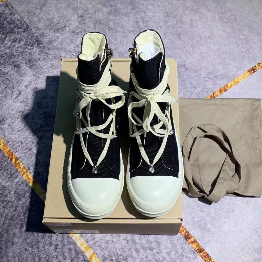 Мужские и женские высокие брюки Rick Owens RO из черного холста с пятиконечной звездой на потолке