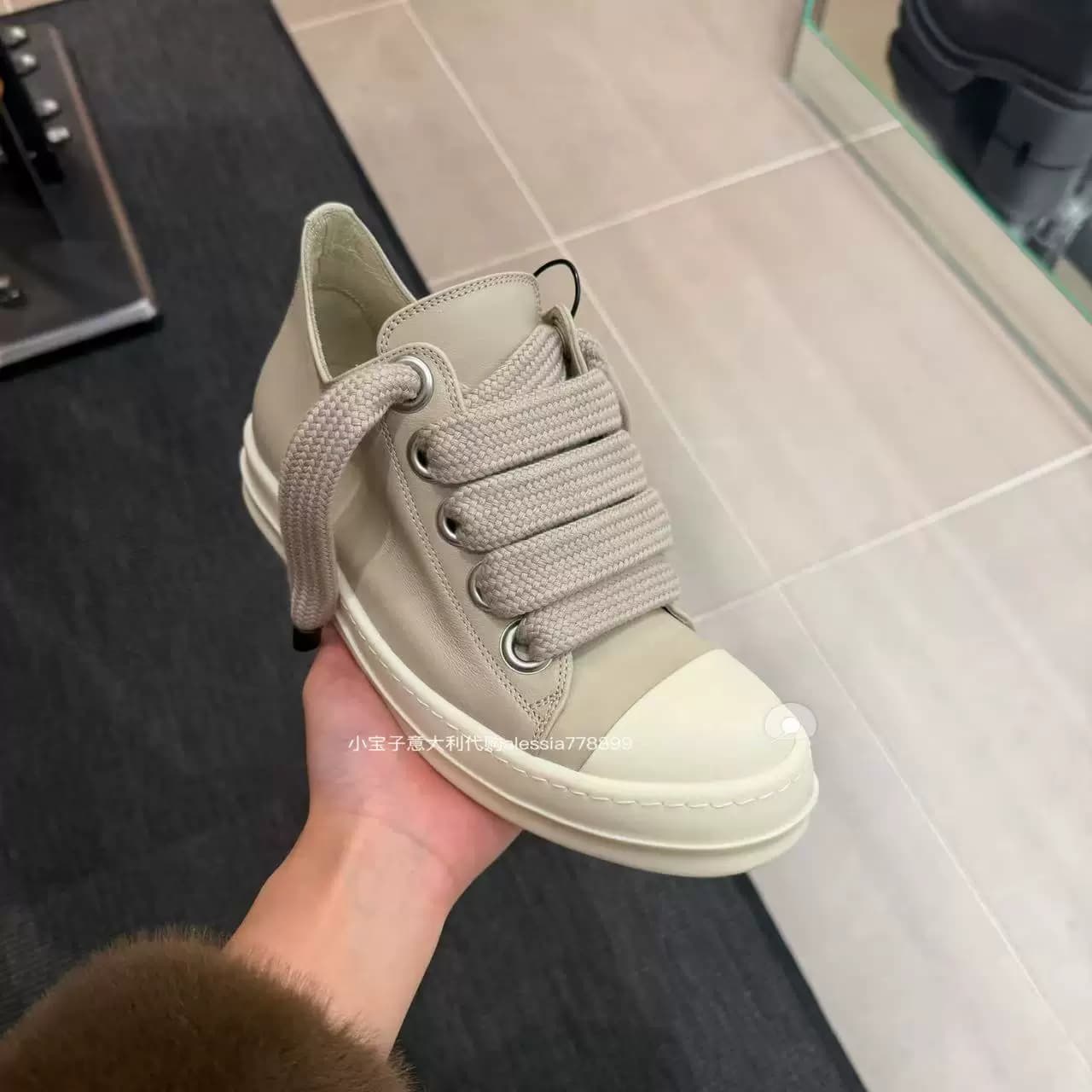 Xiaobaozi, Италия, Rick Owens/Мужские и женские кожаные кроссовки темно-белого цвета