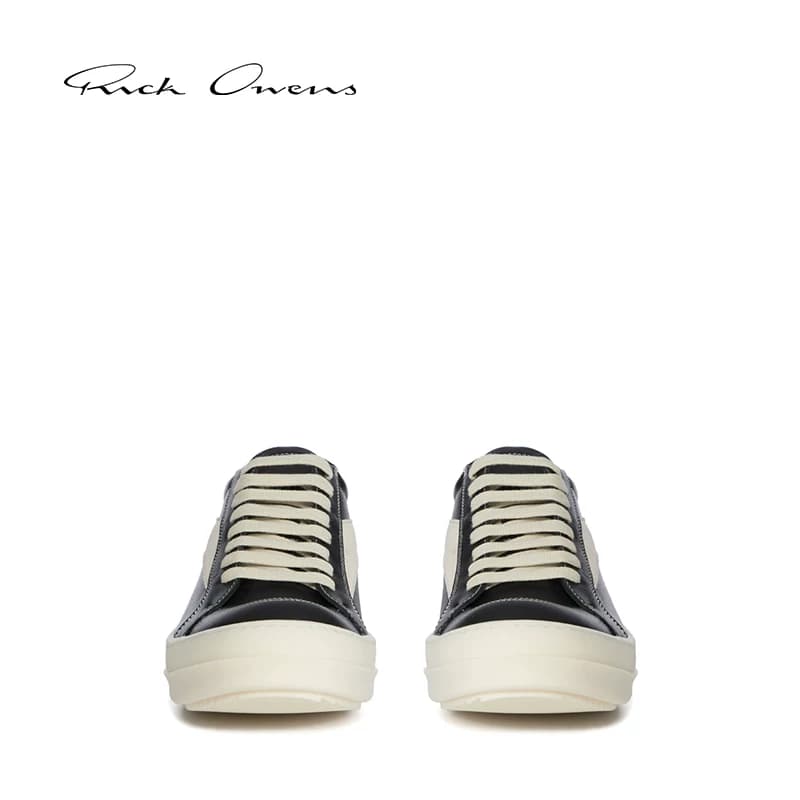 Мужские черные классические кожаные винтажные кроссовки RICK OWENS