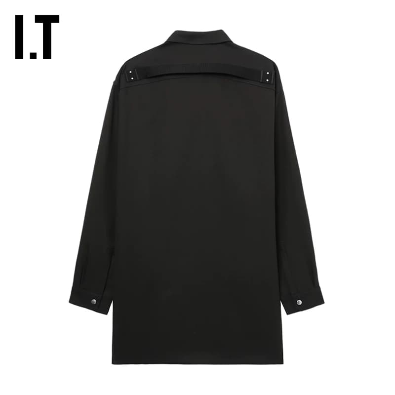 IT Rick Owens, мужская рубашка средней длины с длинными рукавами, новая модная мужская однотонная верхняя часть, 3728SWMM