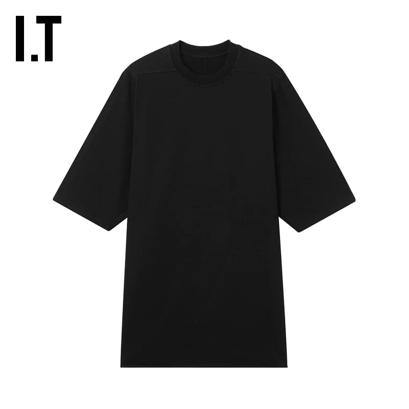 IT Rick Owens/ мужская футболка средней длины с короткими рукавами, новая простая базовая однотонная футболка с короткими рукавами 2740MP