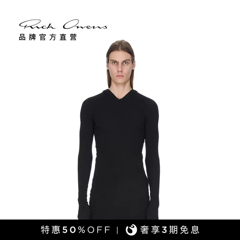 【Специальное предложение】 мужской черный свитер из смеси шерсти RICK OWENS с длинными рукавами