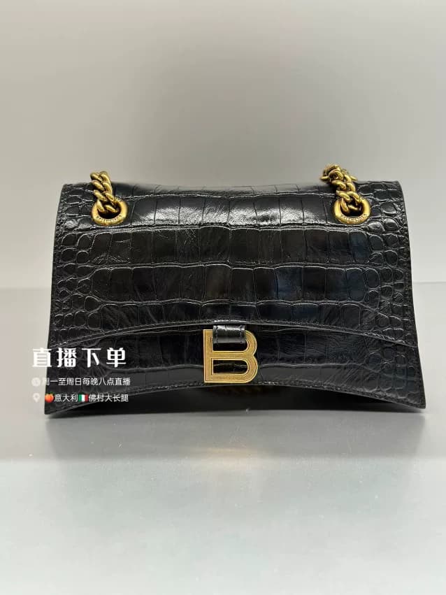 [Проверка поддержки] Сумка через плечо Balenciaga Balenciaga 24 осенне-зимняя с крокодиловым узором и золотой пряжкой