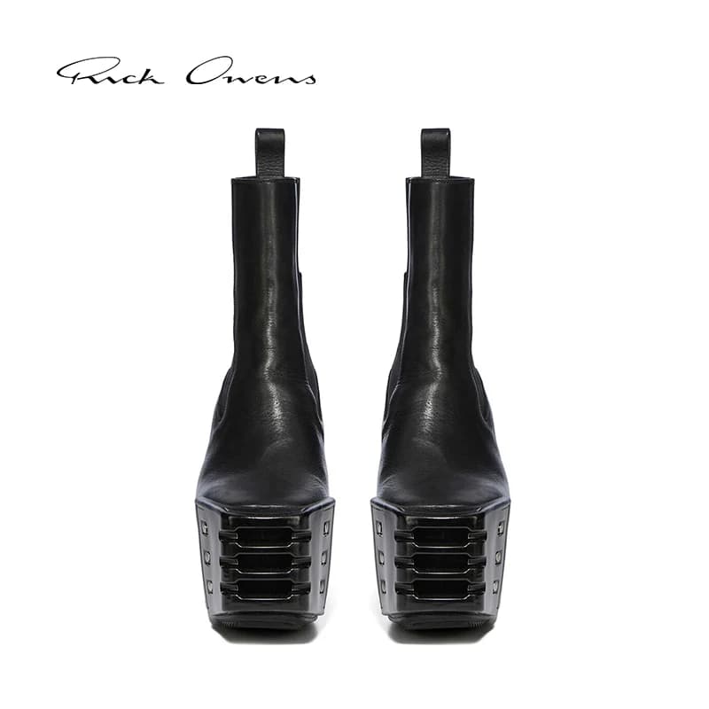 【Специальное предложение】 Женские черные ботинки из промытой кожи RICK OWENS