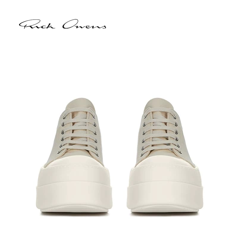 【Новинки ранней осени】 Осенне-зимние женские кроссовки RICK OWENS DRKSHDW 26 молочно-белого цвета с низким берцем на толстой подошве.