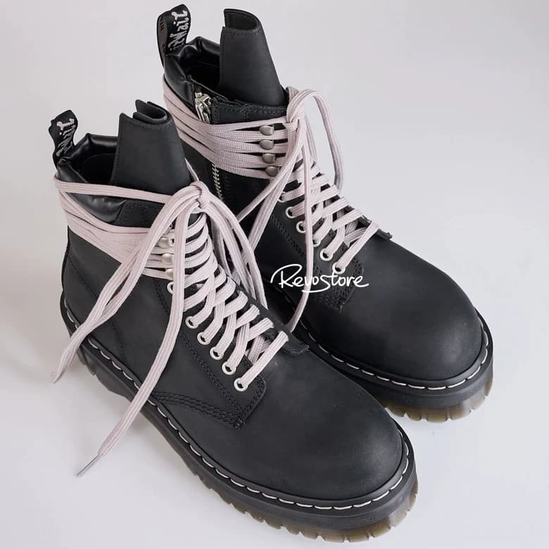 Рик Оуэнс, доктор медицинских наук. Мужские кожаные ботинки Martens на четырехслойной подошве со стальным носком