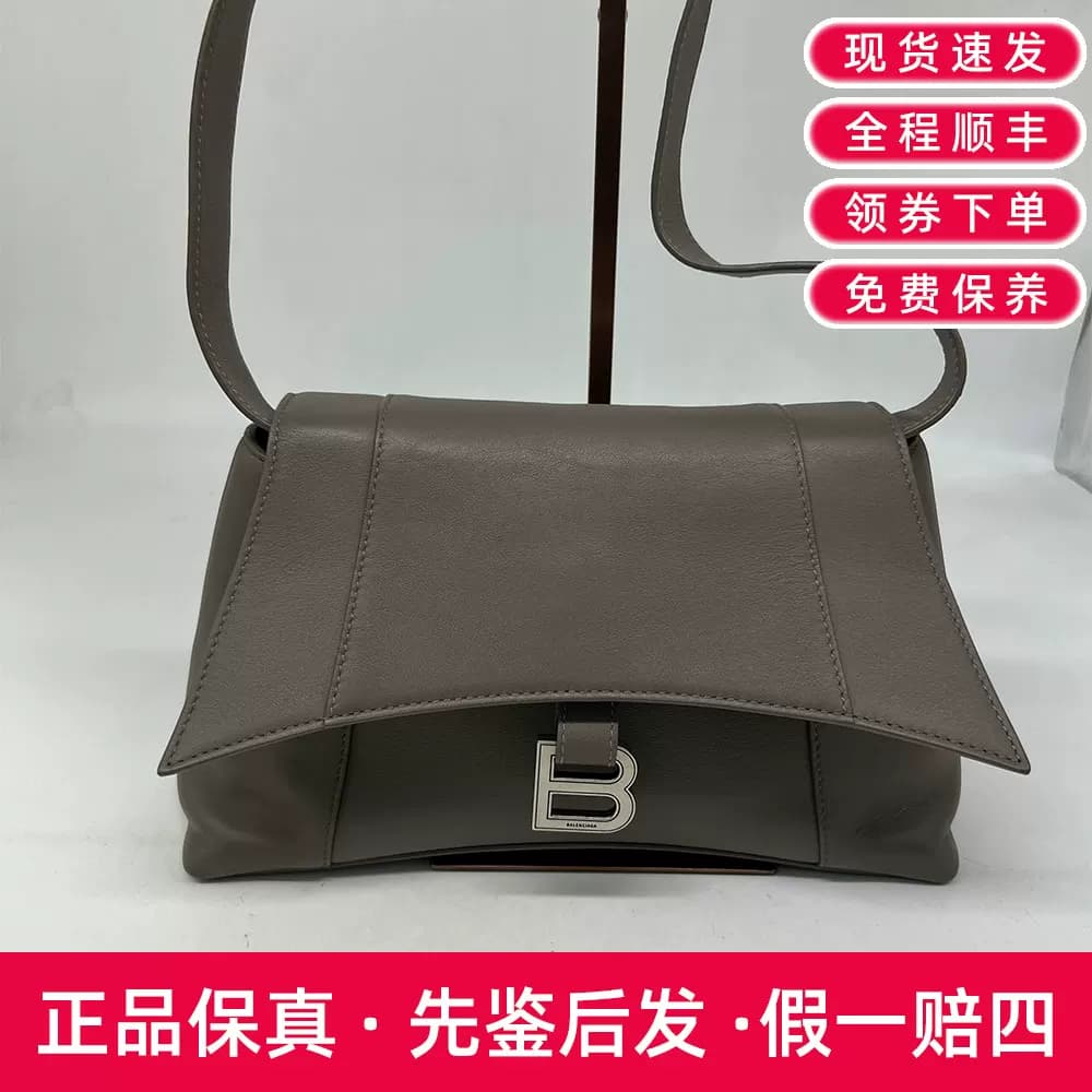 【Новинка 98 года】 Сумка через плечо Balenciaga/Песочные часы Balenciaga, серая, из воловьей кожи, 32 см, натуральная, цена 17500