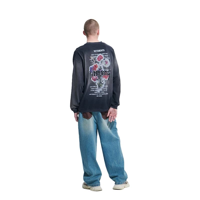 Новый пуловер свободного кроя в стиле ретро с цифровой печатью VETEMENTS для мужчин и женщин, выполненный в едином стиле, 35520004