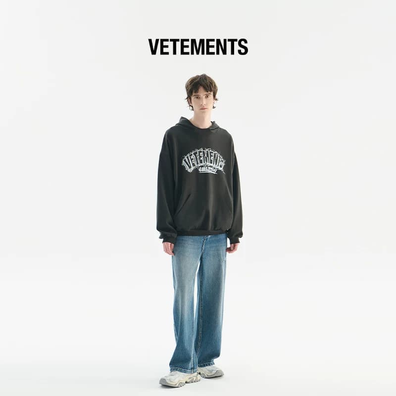 Новый свитер из 100% хлопка VETEMENTS для пар, трендовый свободный повседневный свитер с капюшоном для мужчин и женщин, 14521001