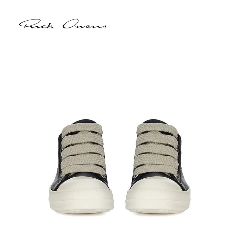 Женские черные кроссовки RICK OWENS из натуральной кожи с низким берцем