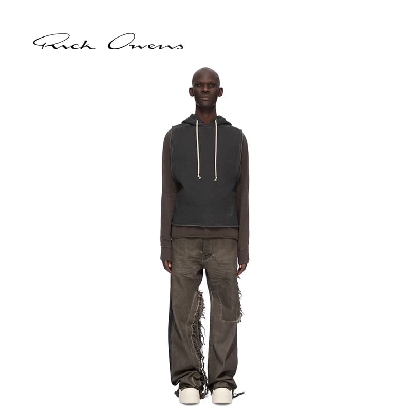 【Новинка ранней осени】 Осенне-зимние мужские джинсы RICK OWENS DRKSHDW 26 темно-серого цвета с отстрочкой