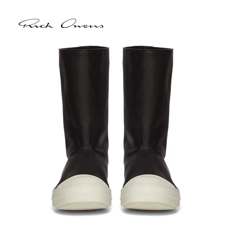 【Новинка ранней осени】 Осенне-зимние мужские кроссовки RICK OWENS 26 из черной промытой кожи.