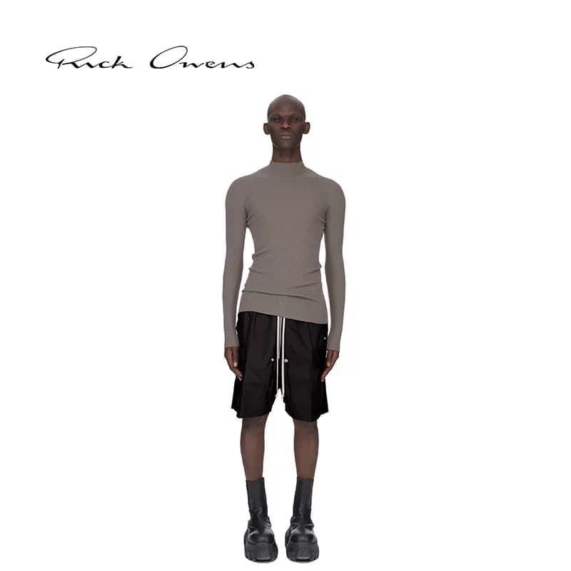 【Специальное предложение】 Мужские черные хлопчатобумажные шорты RICK OWENS с низкой посадкой и широкими штанинами.