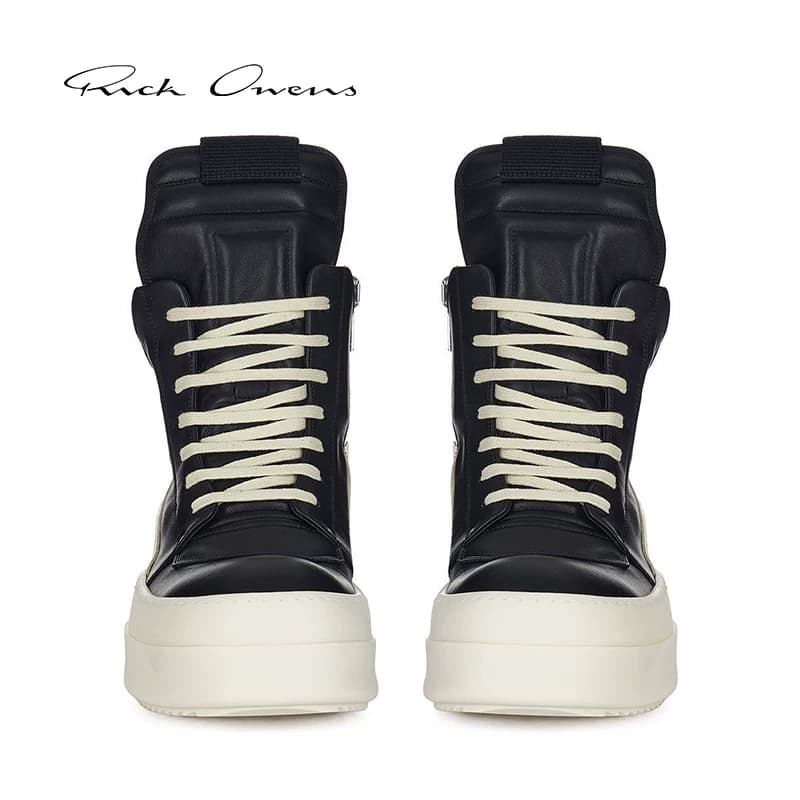 【Новинка ранней осени】 Осенне-зимние мужские кроссовки RICK OWENS 26 из черной кожи GEOBASKET