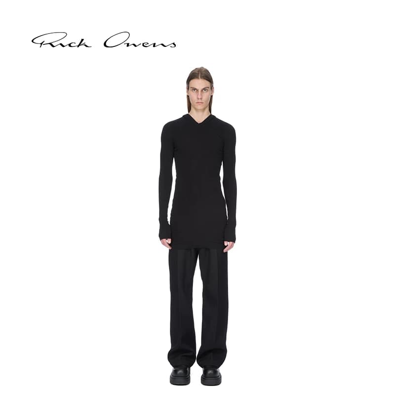 【Специальное предложение】 мужской черный свитер из смеси шерсти RICK OWENS с длинными рукавами