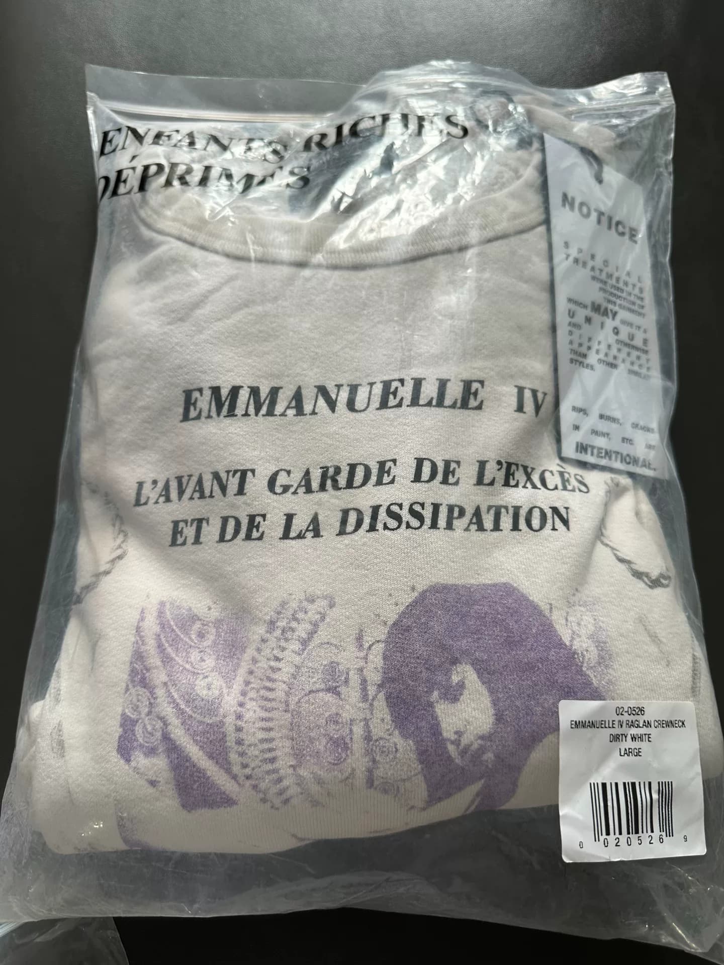 Свитера-регланы Enfants Riches Déprimés 26ss E mmanuelle IV с круглым вырезом, размеры m, l, xl, продаются по одной штуке, неоригинальные и возврату…