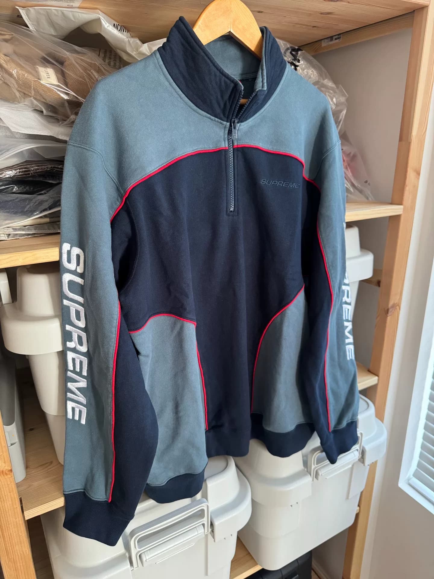 18FW Supreme в стиле скоростных гонок в сине-серой цветовой гамме