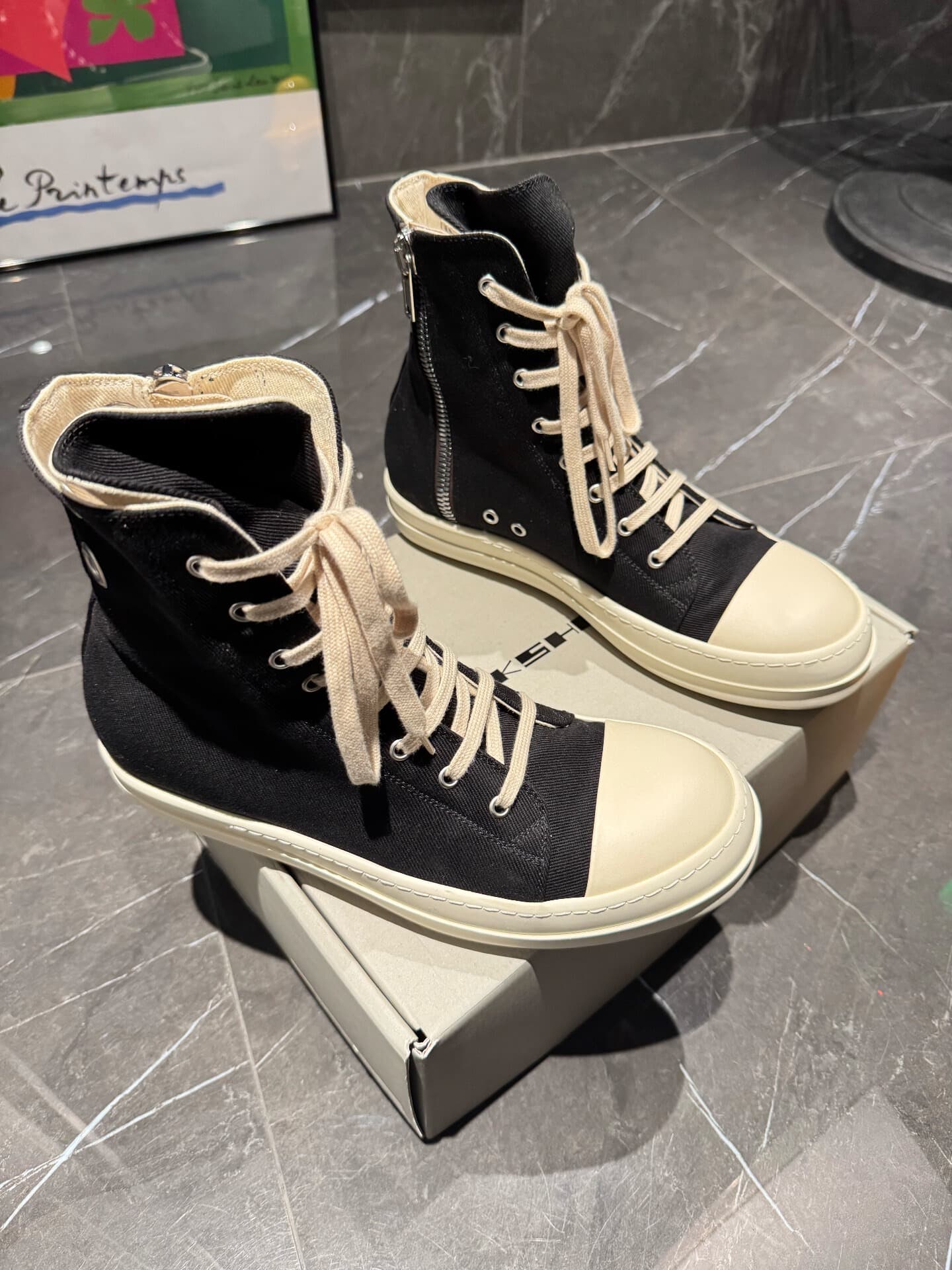 Парусиновые туфли с высоким берцем от Rick Owens Drkshdw