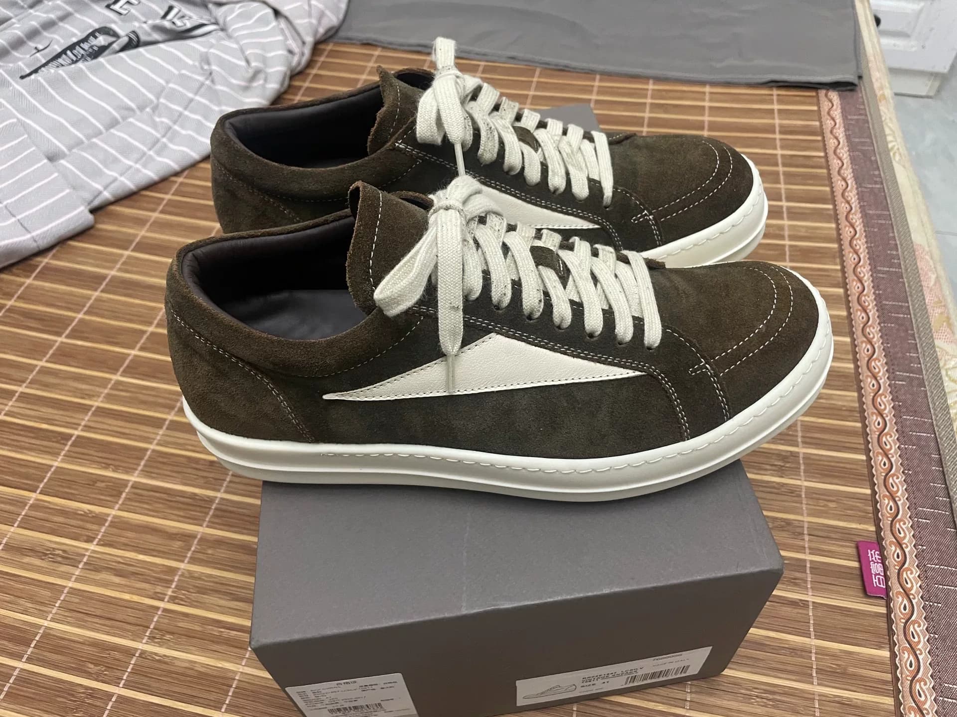 97 новых!!Основная линия RICK OWENS/RO, низкий вырез на толстой подошве, коричневый, замша