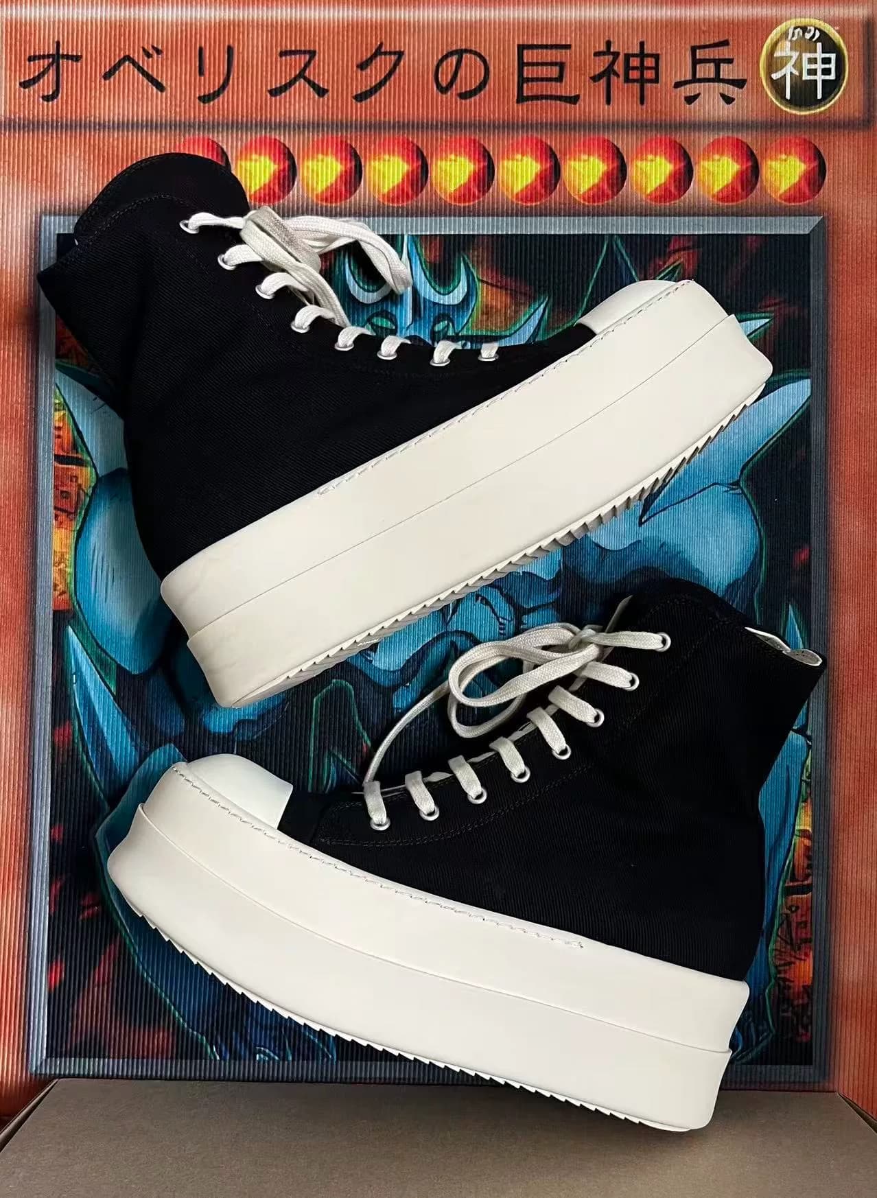 Черно-белые парусиновые кроссовки converse r на толстой подошве от Rick owens.