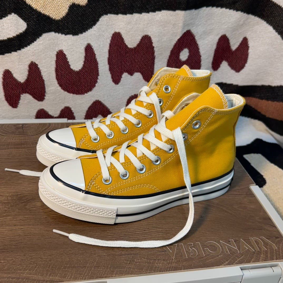 Классические кроссовки Converse Converse 1970-х годов желтого цвета с высоким берцем black label