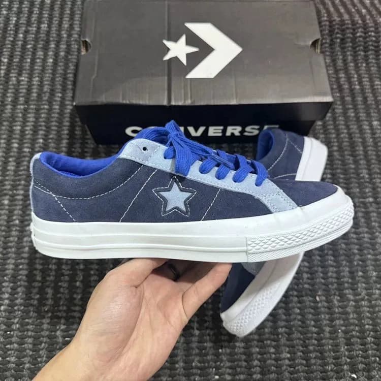 Кроссовки Converse One Star темно-синего контрастного цвета от Kimura с глубоким вырезом