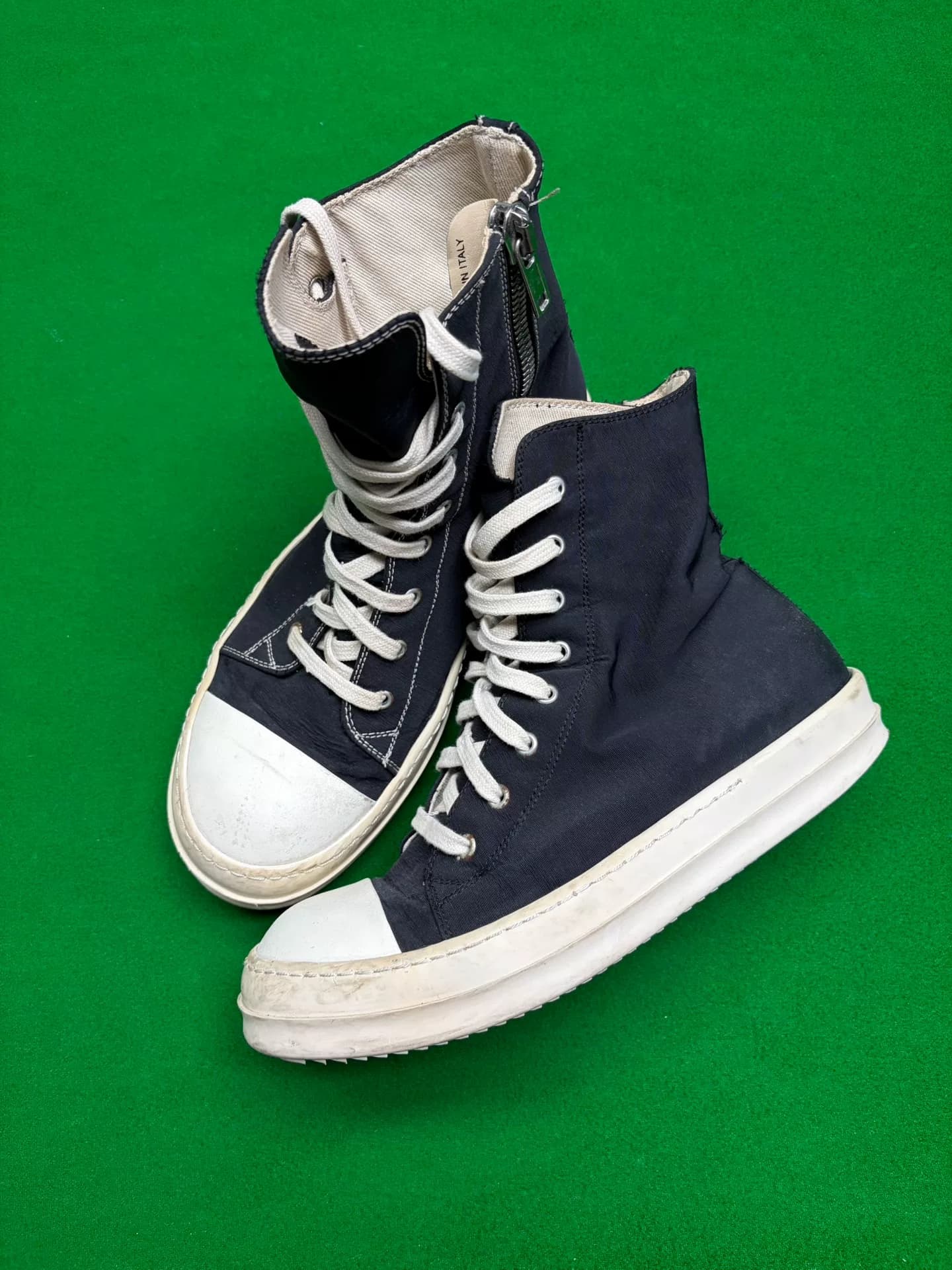 Сложная нить RICKOWENS DRKSHDW для шва в виде утки-мандаринки с высоким верхом big converse черного цвета