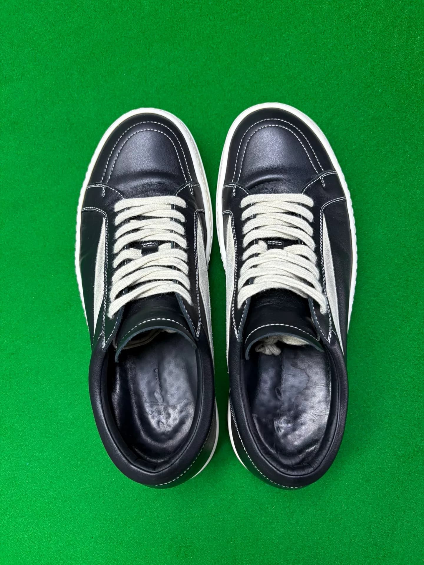 RICKOWENS основная линия RO кожа нарушение авторских прав большая модель vans цельная кожа черно-белый