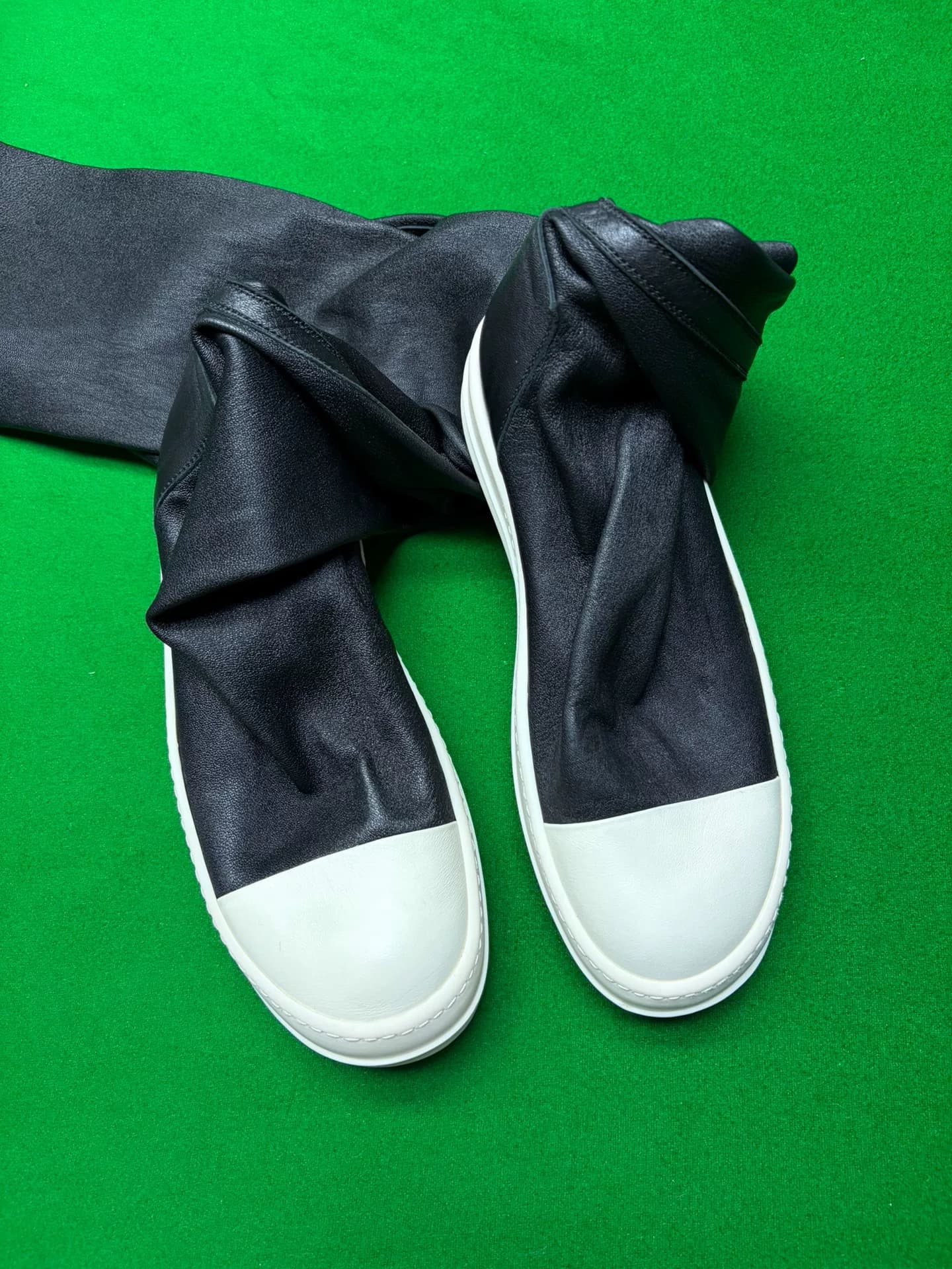 Черные сапоги выше колена из овчины RICKOWENS RO main line, новые высокие сапоги goddess
