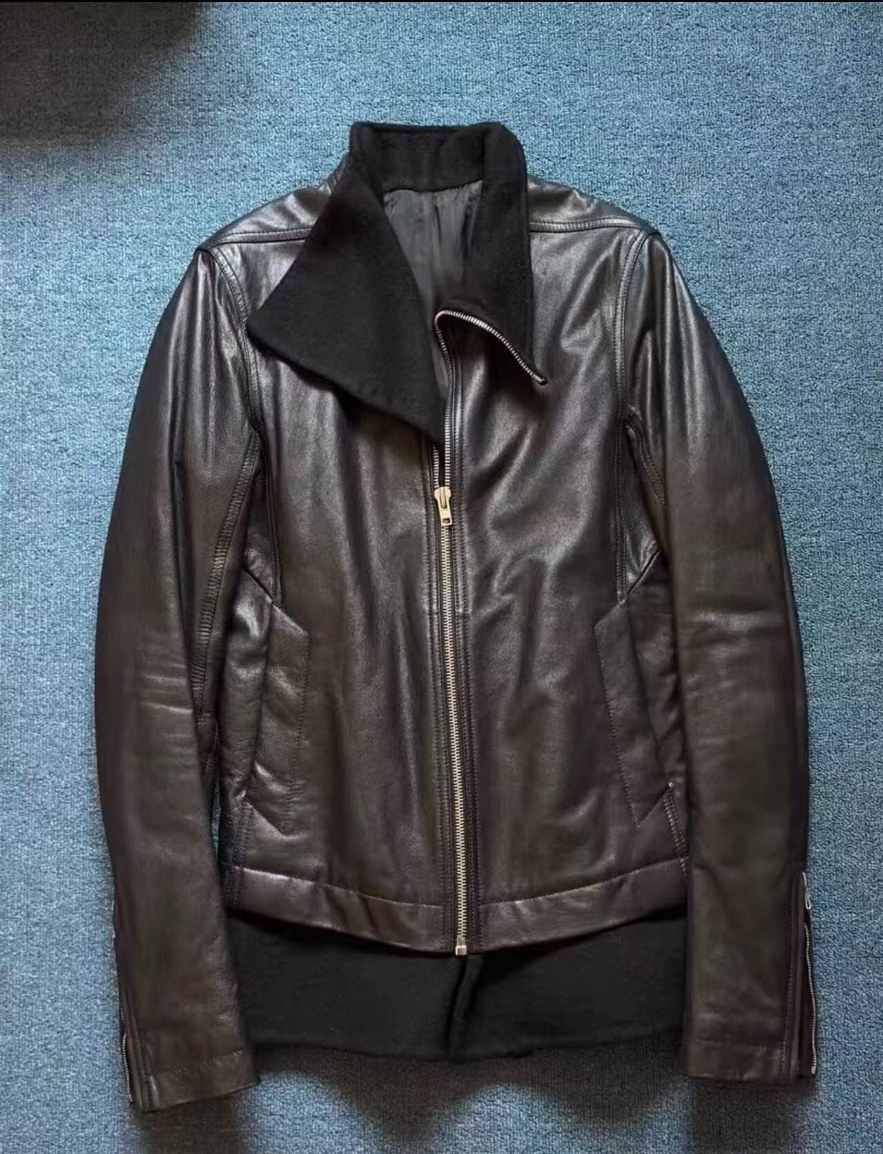 Куртка из воловьей кожи и шерсти Rick owens 14aw