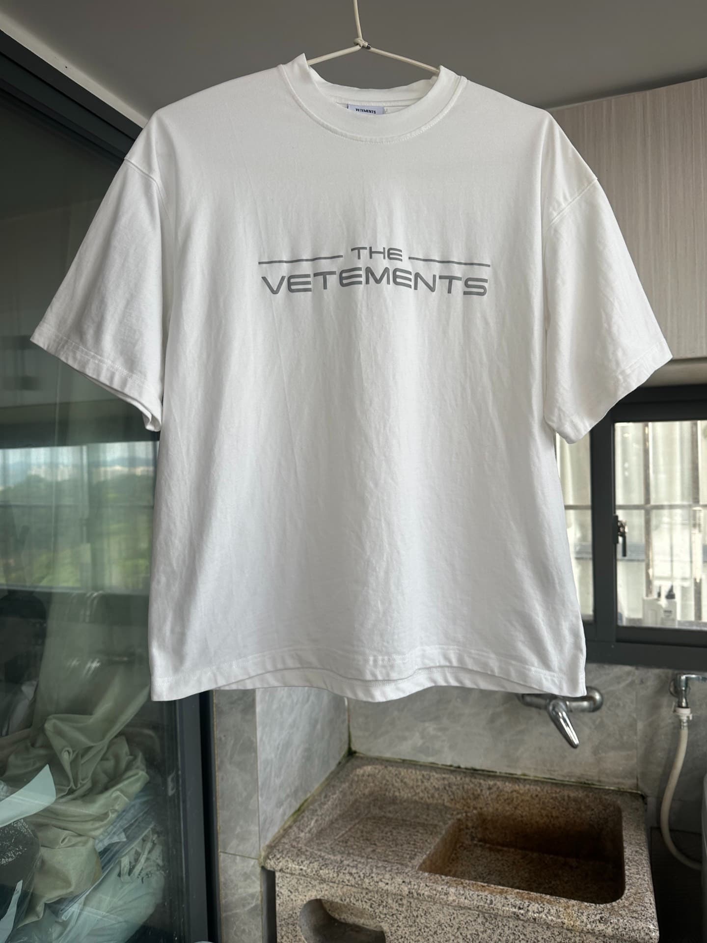 Мужская и женская одинаковая футболка с короткими рукавами VETEMENTS Witt Meng размера S и плотной подкладкой