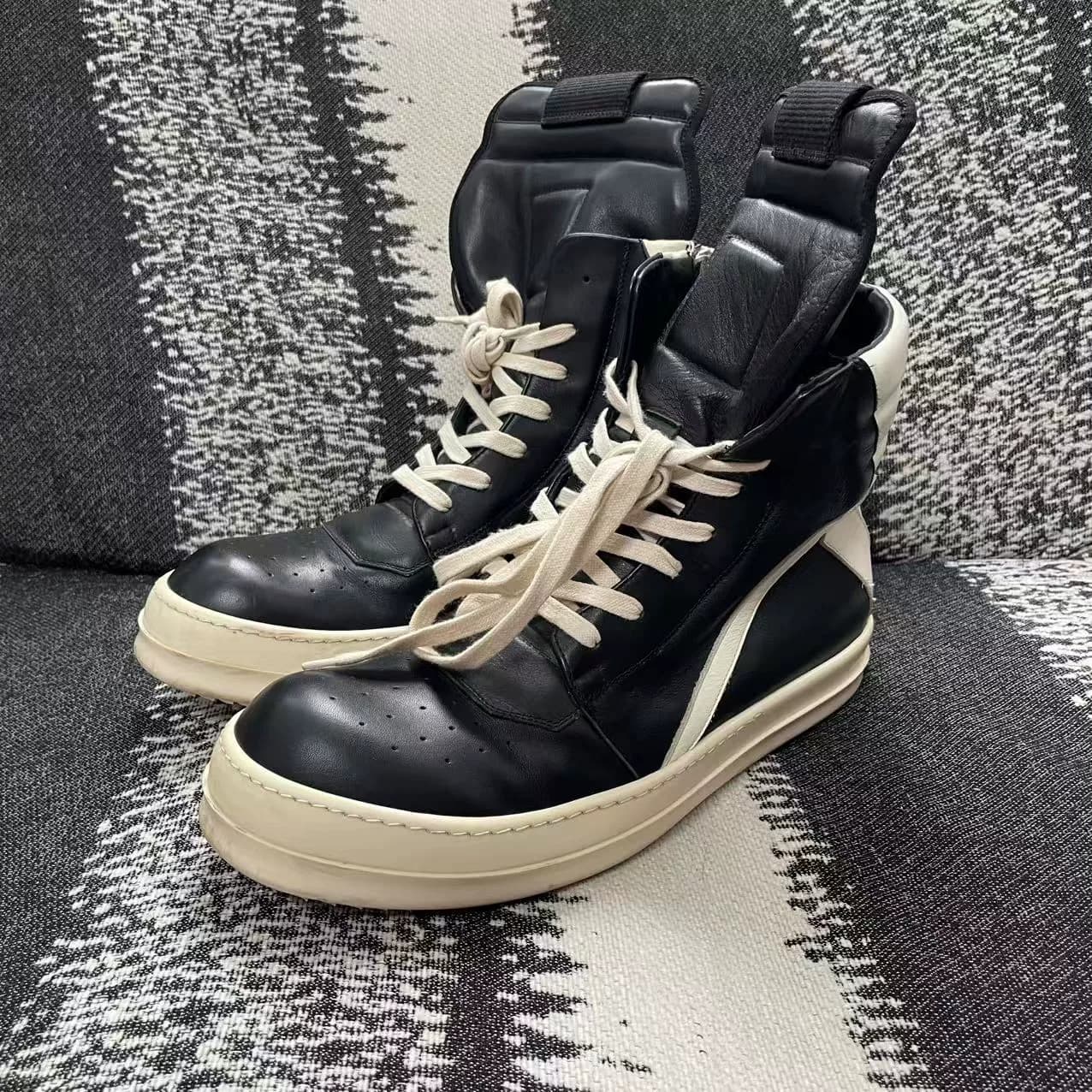Rick Owens ro main line черно-белый перевернутый треугольник из воловьей кожи длиной 43,5 ярда такого цвета, как