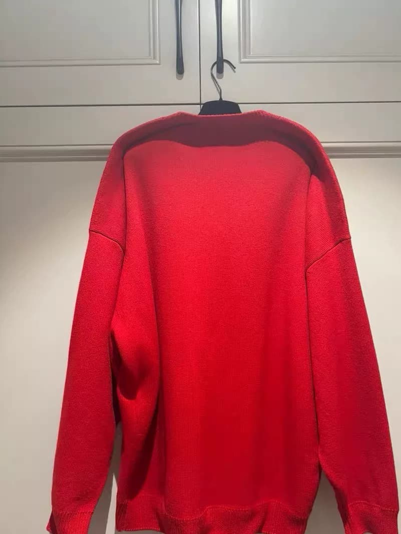 Красный вязаный кардиган Balenciaga, размер M/золотой размер, лимитированная серия на подиуме
