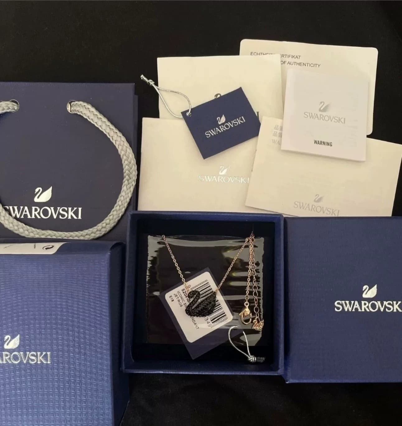 Ожерелье из розового золота Swarovski Black Swan, совершенно новое, нераспечатанное, полный набор подарков